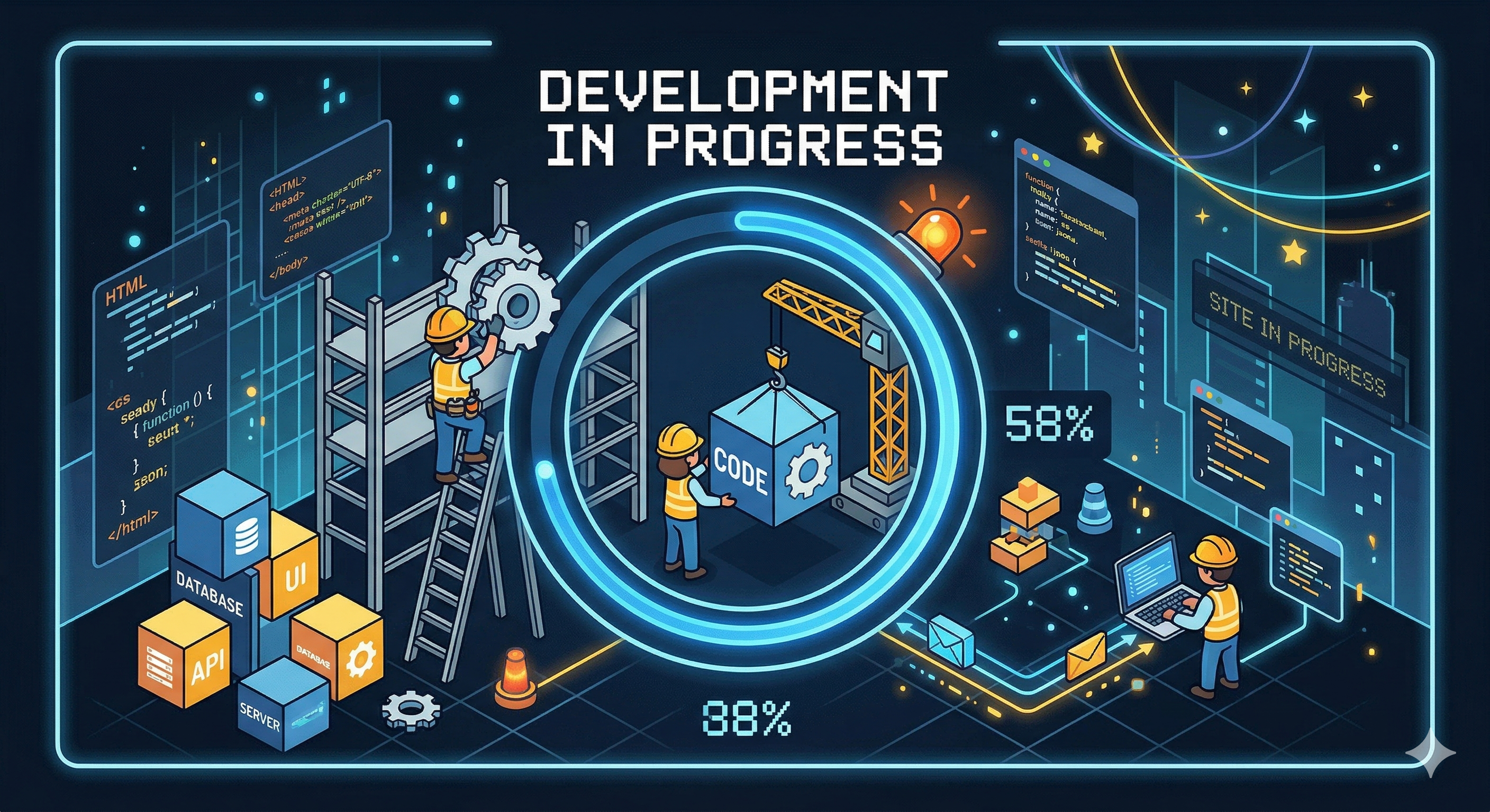 Development in progress — this system is still being built. Illustration with construction theme.